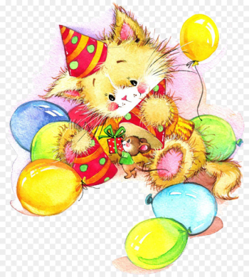 Birthday Gift Greeting card Illustration - Opening presents Tom and Jerry 