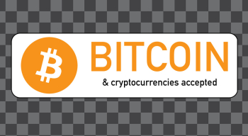 Bitcoin & Cryptocurrencies accepted PNG badge, transparent background