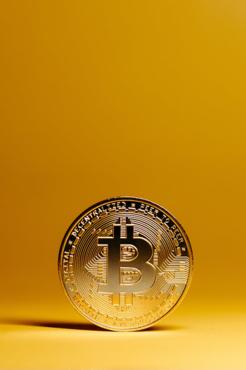 Bitcoin on Yellow Background Bitcoin on Yellow Background
