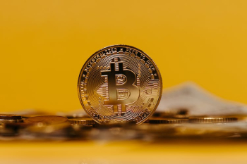 Bitcoin on Yellow Background Bitcoin on Yellow Background