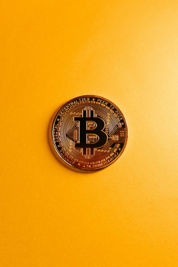 Bitcoin on Yellow Background Bitcoin on Yellow Background