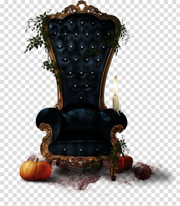 Black and brown armchair, Vampire , European-style throne of the King transparent background PNG clipart