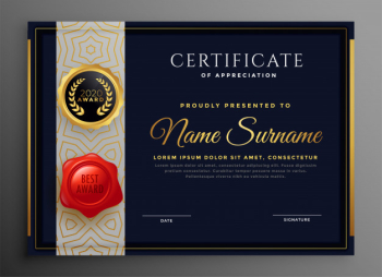 Black and gold certificate premium template Free Vector Black and gold certificate premium template Free Vector