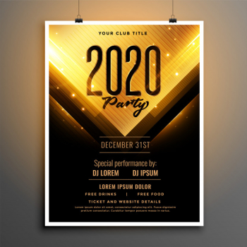 Black and gold happy new year party flyer template design Free Vector Black and gold happy new year party flyer template design Free Vector