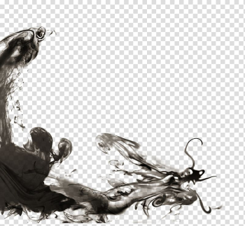 Black and grey smoke illustration, Greater China Chinese dragon Ink, Chinese Dragon Ink transparent background PNG clipart