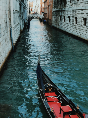 Black and Red Touring Boat on Grand Canal Black and Red Touring Boat on Grand Canal