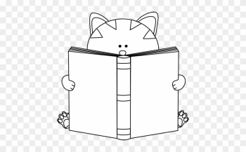 Black And White Cat Reading A Book - Cute Book Clipart Black And White Black And White Cat Reading A Book - Cute Book Clipart Black And White