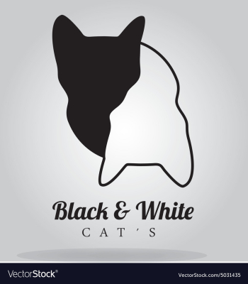 BLACK-AND-WHITE-CATS vector image BLACK-AND-WHITE-CATS vector image