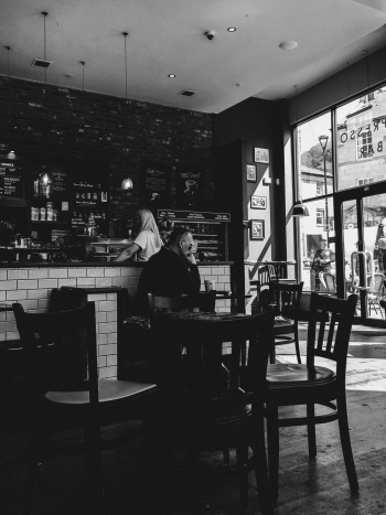 black and white coffee shop