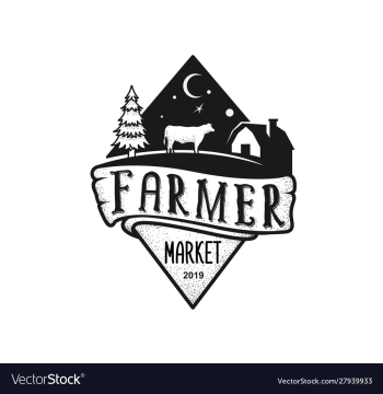 Black and white farm logo design vector image