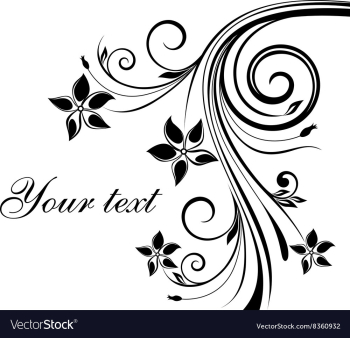 Black and White Floral Design vector image Black and White Floral Design vector image