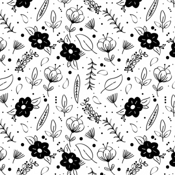 Black And White Floral Pattern, Black And White, Floral, Flowers ...
