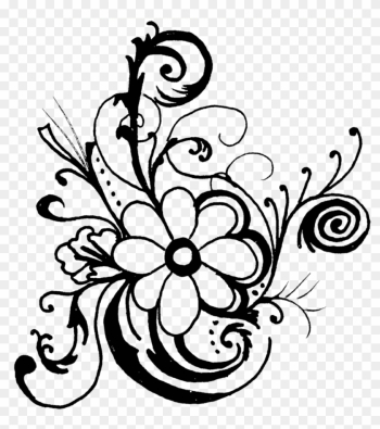 Black And White Flower Border Clipart - Black And White Border Line Flowers Png