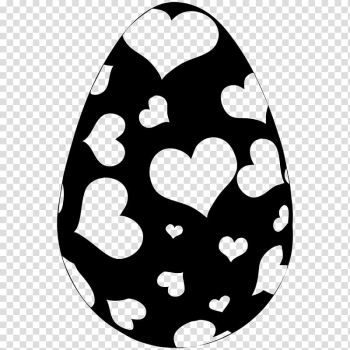 Black and white heart print egg graphic transparent background PNG clipart