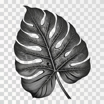 Black and white monstera leaf PNG transparent Black and white monstera leaf PNG transparent