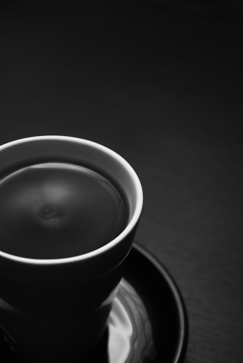 Black and White Photo of Black Coffee