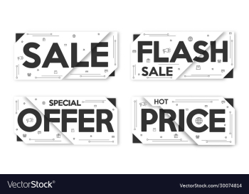 black and white set sale banner layout price tag