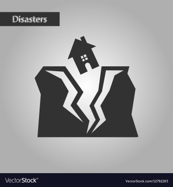 Black and white style house earthquake vector image