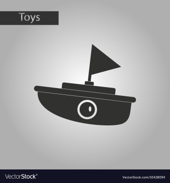 Black and white style toy boat vector image Black and white style toy boat vector image