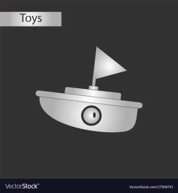 Black and white style toy boat vector image Black and white style toy boat vector image
