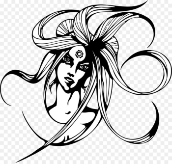 Black and white Woman Clip art - Vector weird witch 