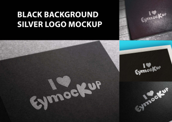 Black Background Silver Logo Mockup Black Background Silver Logo Mockup