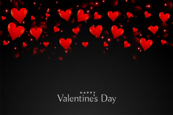 Black background with floating red hearts Black background with floating red hearts