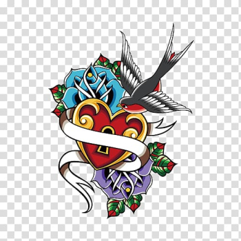 Black bird , Bird Swallow tattoo Swallow tattoo Heart, Flowers bird tattoo illustration transparent background PNG clipart