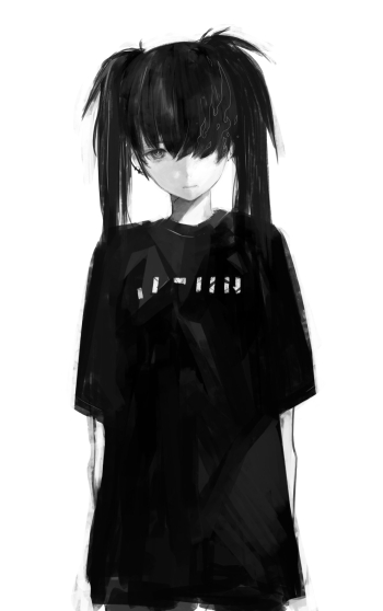 Black,Black hair,Black-and-white,Monochrome,Anime,Long hair ...