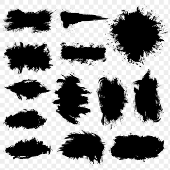 Black brush graphic element png sticker collection