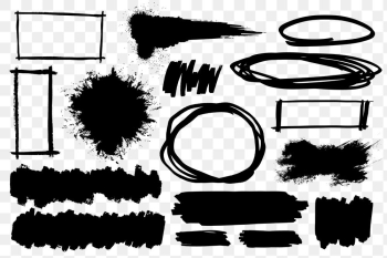 Black brush graphic element png sticker set
