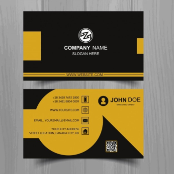 Black business card with geometric elements