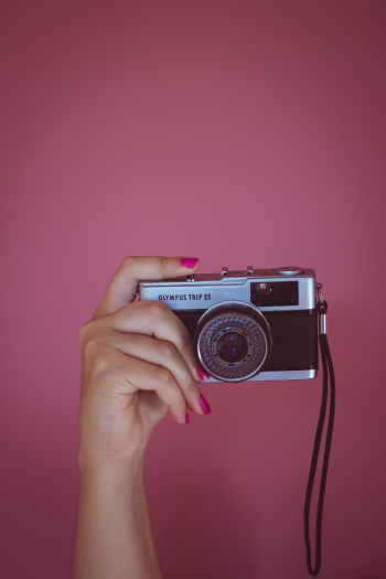 Black Camera With Pink Background Black Camera With Pink Background