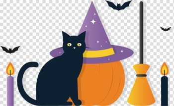 Black cat Halloween , Halloween cat elements transparent background PNG clipart Black cat Halloween , Halloween cat elements transparent background PNG clipart