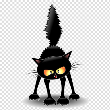 Black cat hissing illustration, Black cat Kitten Witchcraft, Frightened cat transparent background PNG clipart