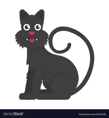Black cat with long tail vector image Black cat with long tail vector image