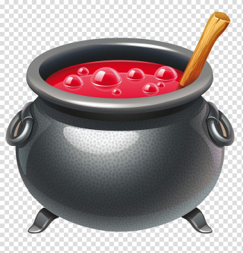 Black cauldron with red soup illustration, Cauldron Witchcraft , Witch Cauldron transparent background PNG clipart