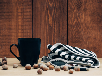 Black Ceramic Mug Surrounded by Chestnuts Black Ceramic Mug Surrounded by Chestnuts