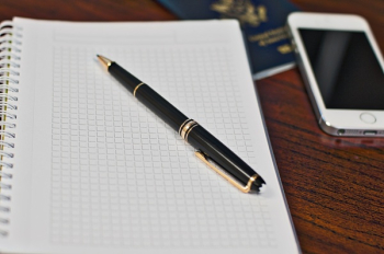Black Click Pen on Spring Notebook Black Click Pen on Spring Notebook
