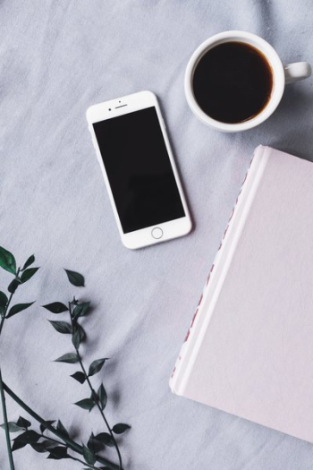 Black Coffee And Phone Flatlay
