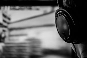Black Corded Headphone Illustration Black Corded Headphone Illustration