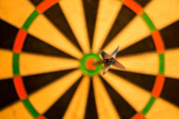 Black Dart Pink Attach on Yellow Green and Red Dart Board