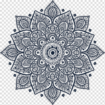 Black floral art, Mandala MacBook Pro Mobile Phone Accessories Symbol Chakra, flower transparent background PNG clipart