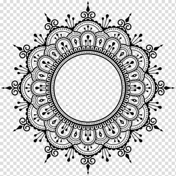 Black floral frame , Mehndi Henna Mandala, design transparent background PNG clipart