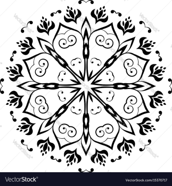 Black floral ornament round vector image Black floral ornament round vector image