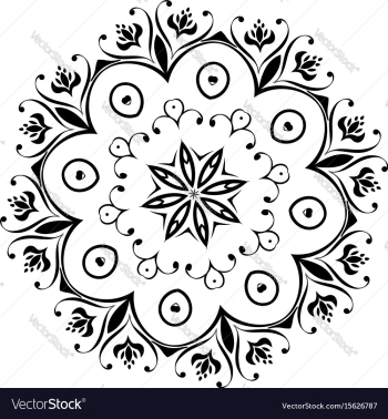 Black floral ornament round vector image Black floral ornament round vector image