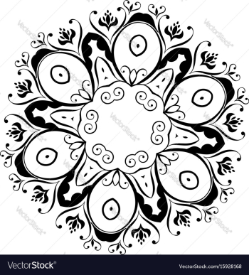 Black floral ornament round vector image Black floral ornament round vector image