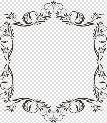 Black flower frame illustration, Corner pattern lace material transparent background PNG clipart