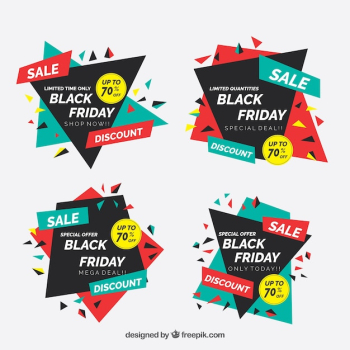 Black friday badges in different colours