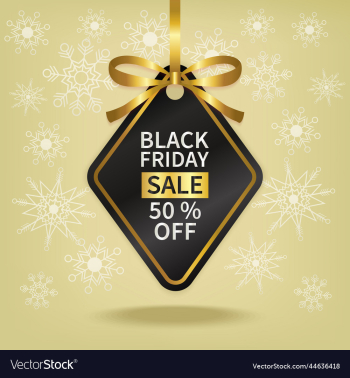 black friday sale price tag with gold ribbon black friday sale price tag with gold ribbon